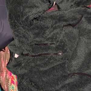 No Boundaries Women's Plush Dark Green Teddy Sweater